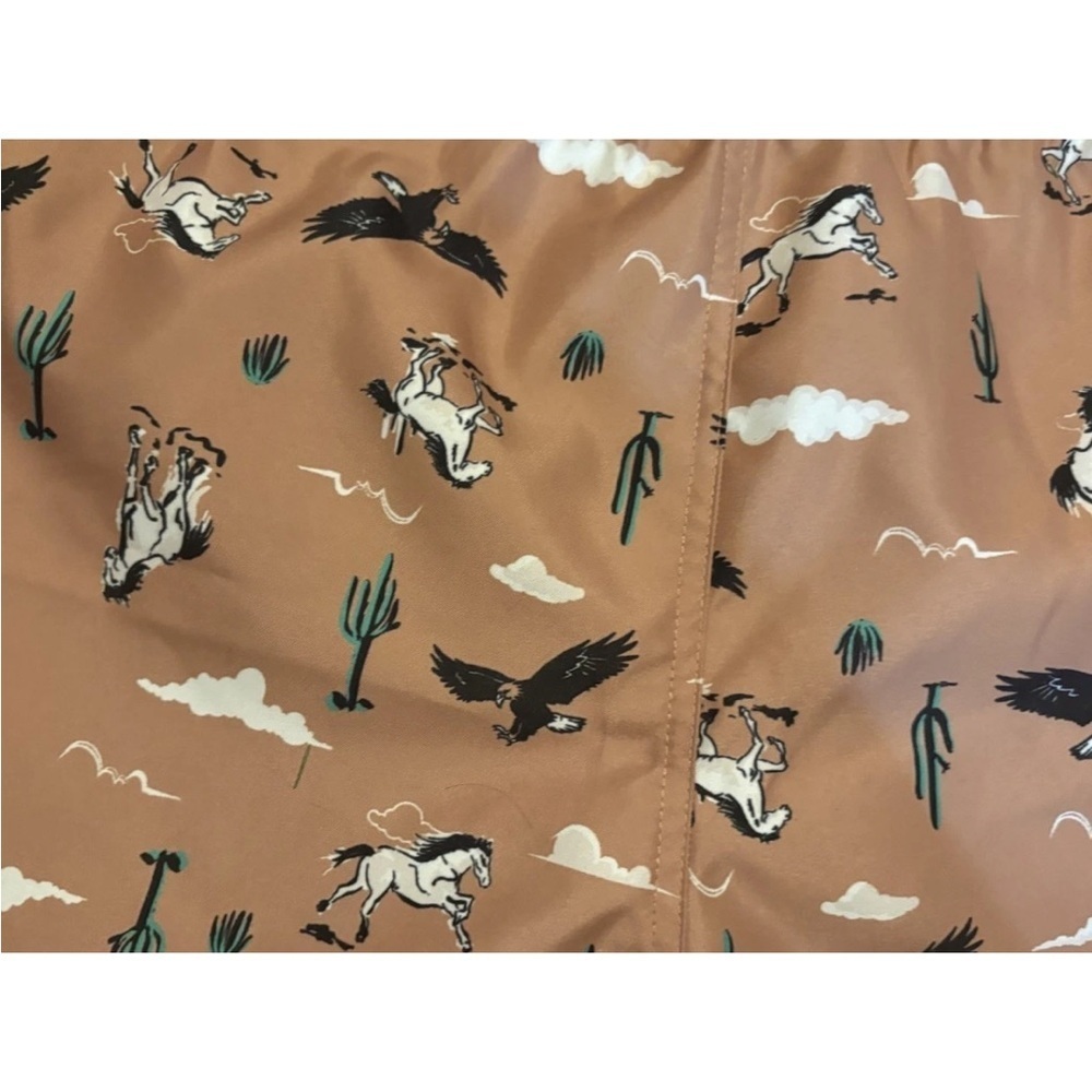Men's Tan Swim Shorts with Western Print - Picture 4 of 4